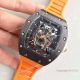 Richard Mille RM 4 Replica Watch Black Case Skull Dial Orange Rubber Strap (3)_th.jpg